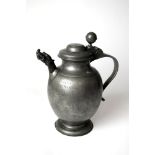 A Continental pewter bellied jug or sugerli