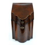 A George III mahogany and boxwood strung knife box