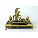 19th century Empire ormolu and bronze antico encrier