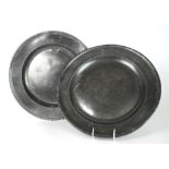 Three 18th century pewter chargers