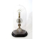 English brass scissor twin pendulum skeleton time piece