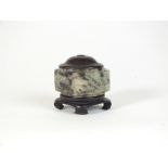 A Chinese mottled grey-green jade cong