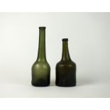 Two 19th century green glass bottles