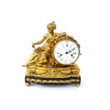 A French gilt gilt bronze and ebony mantel clock by Dubois