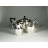 A three piece silver tea service