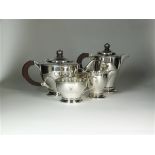 A four piece silver tea service