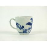 A Bow porcelain blue and white coffee cup