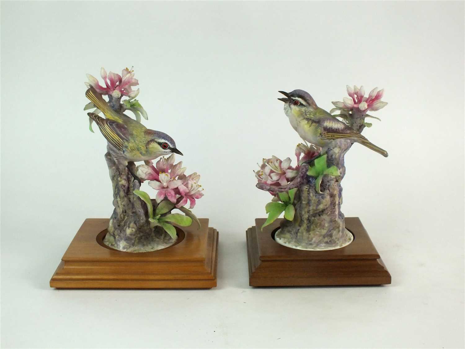 A pair of Royal Worcester models of Red-Eyed Vireos