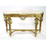 A decorative 19th century gilt carved wood and moulded plaster marble-topped console table