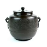 A large Japanese Meiji period lidded bronze vessel