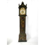 An early 18th century Chinoiserie cased long case clock