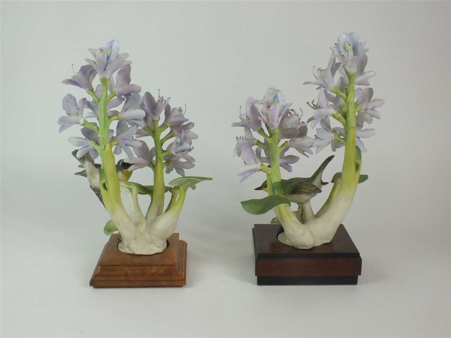 A pair of Royal Worcester models of Yellow-Throats and Purple Hyacinth - Image 2 of 3