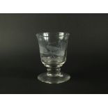 A Cumbria Crystal goblet engraved with Godwits