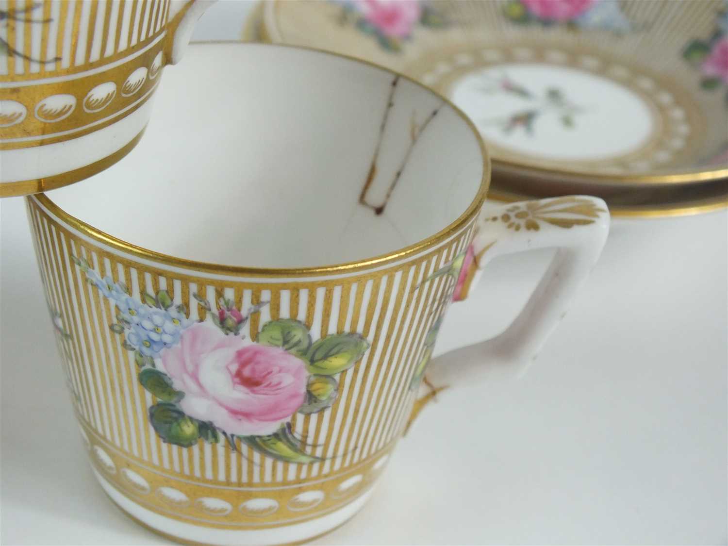 A set of six Stevenson and Hancock, Derby coffee cups and saucers - Image 3 of 3