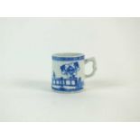A Bow porcelain blue and white coffee can