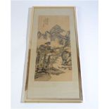 A Chinese painting and calligraphy on silk