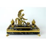 19th century Empire ormolu and bronze antico encrier