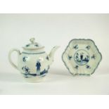 A Worcester 'Waiting Chinaman' teapot, cover and stand