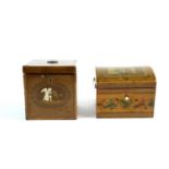 A 19th century continental pen work decorated box and a Regency tea caddy