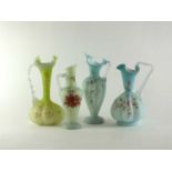 Four Victorian Burmese glass jugs