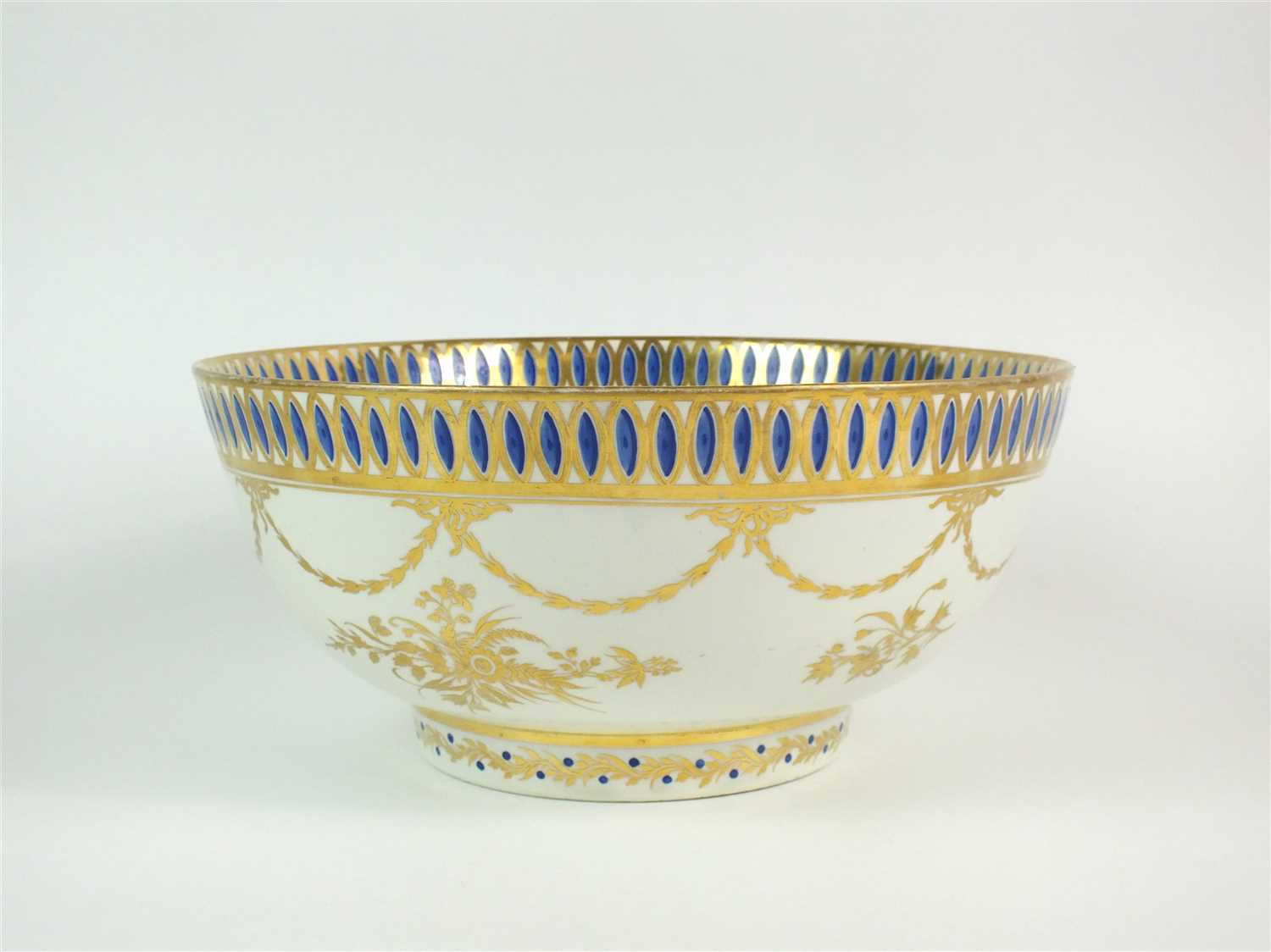 A rare Caughley polychrome George IV Prince of Wales punch bowl
