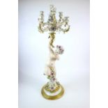 A large and impressive Capodimonte porcelain candelabrum