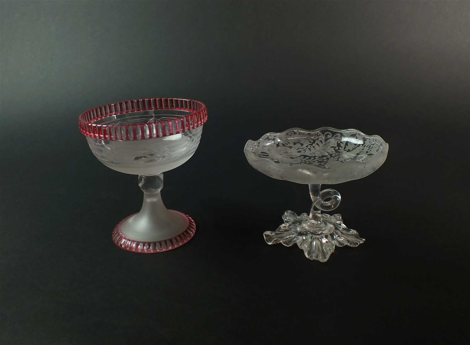 A late 19th century Stourbridge sweetmeat dish and a Victorian sugar bowl