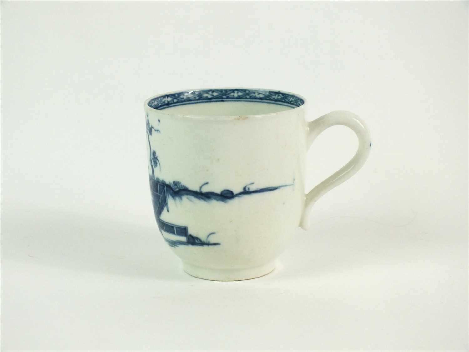 A rare Worcester porcelain blue and white chocolate cup