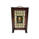 A decorative 19th century oak framed stained glass panel / screen portrait of Oliver Cromwell