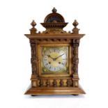 A 19th century German walnut cased bracket clock