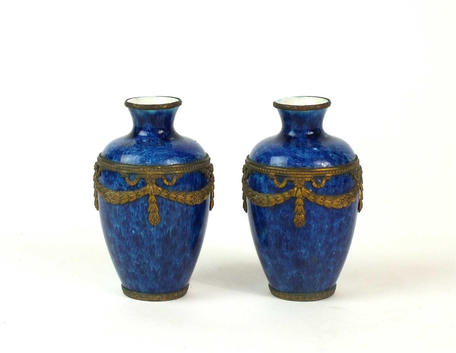 A pair of Sèvres Paul Milet bronze-mounted vases