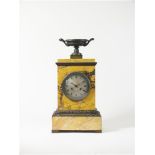 A French neoclassical Sienna marble and bronze mantel clock