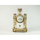 A French Louis XVI marble and ormolu portico clock