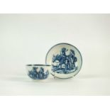 A rare Caughley 'Travellers' tea bowl and saucer