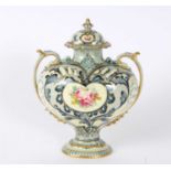 Royal Crown Derby twin-handled vase and cover