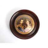 An English prattware pot lid of Napoleon III and Princess Eugenie