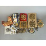Large collection of military badges and buttons