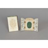 A miniature Cantonese carved ivory picture frame and a Victorian ivory purse