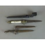 19th century Spanish plug bayonet, spike bayonet and folding dagger