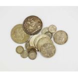 A collection of silver, cupro-nickel and bronze coinage