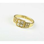 A Victorian 15ct gold seed pearl and diamond ring
