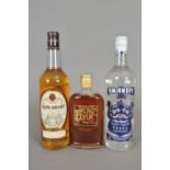 Stags Breath Liqueur 35cl 19.8%, Smirnoff Vodka 45% Blue Label 1980's bottling, Glen Grant 10 YO 40%