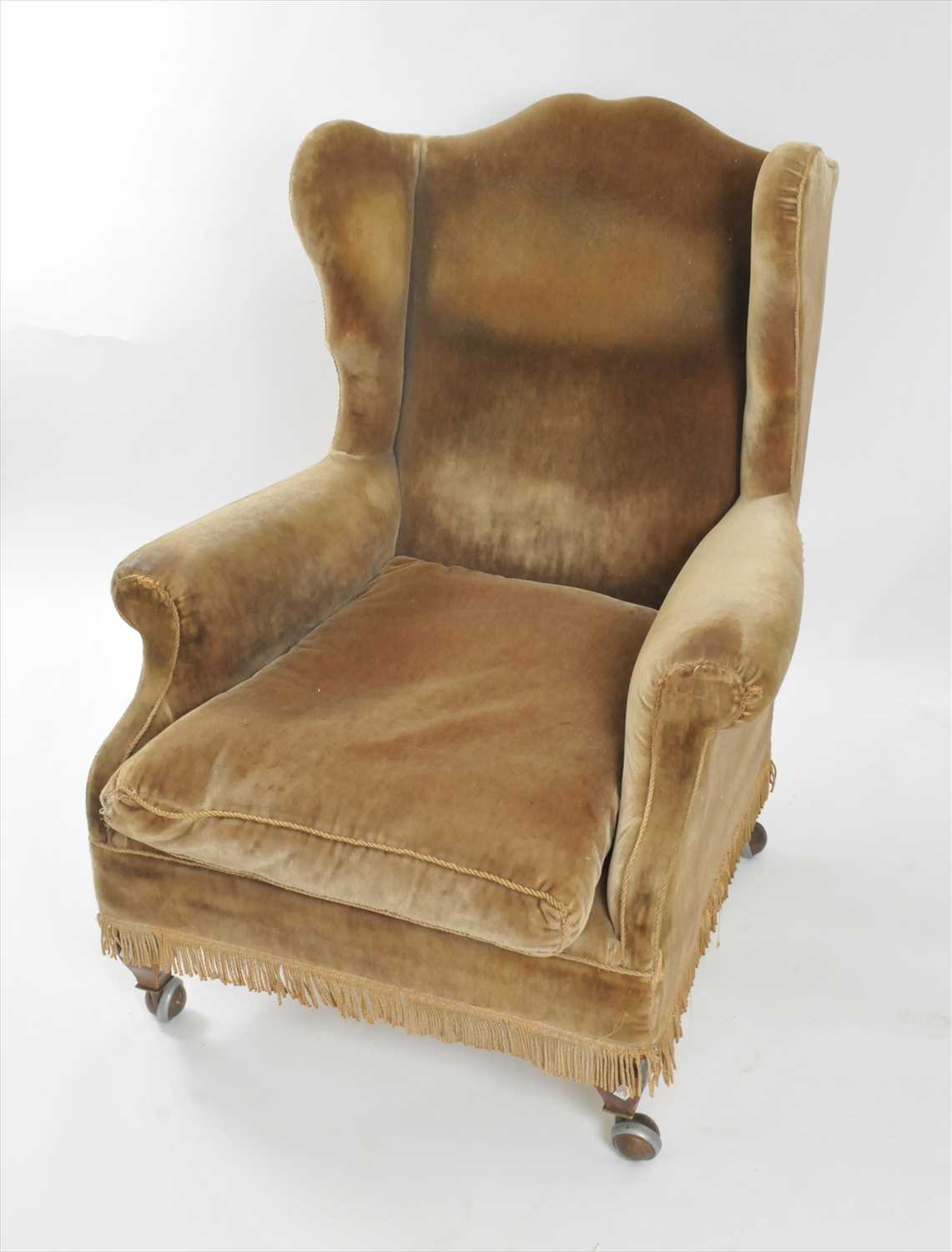 A 19th century upholstered wing armchair - Image 2 of 3