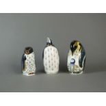 Three Royal Crown Derby penguin paperweights