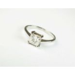 An 18ct white gold single stone Princess cut diamond ring