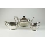 An Art Nouveau three piece silver tea service