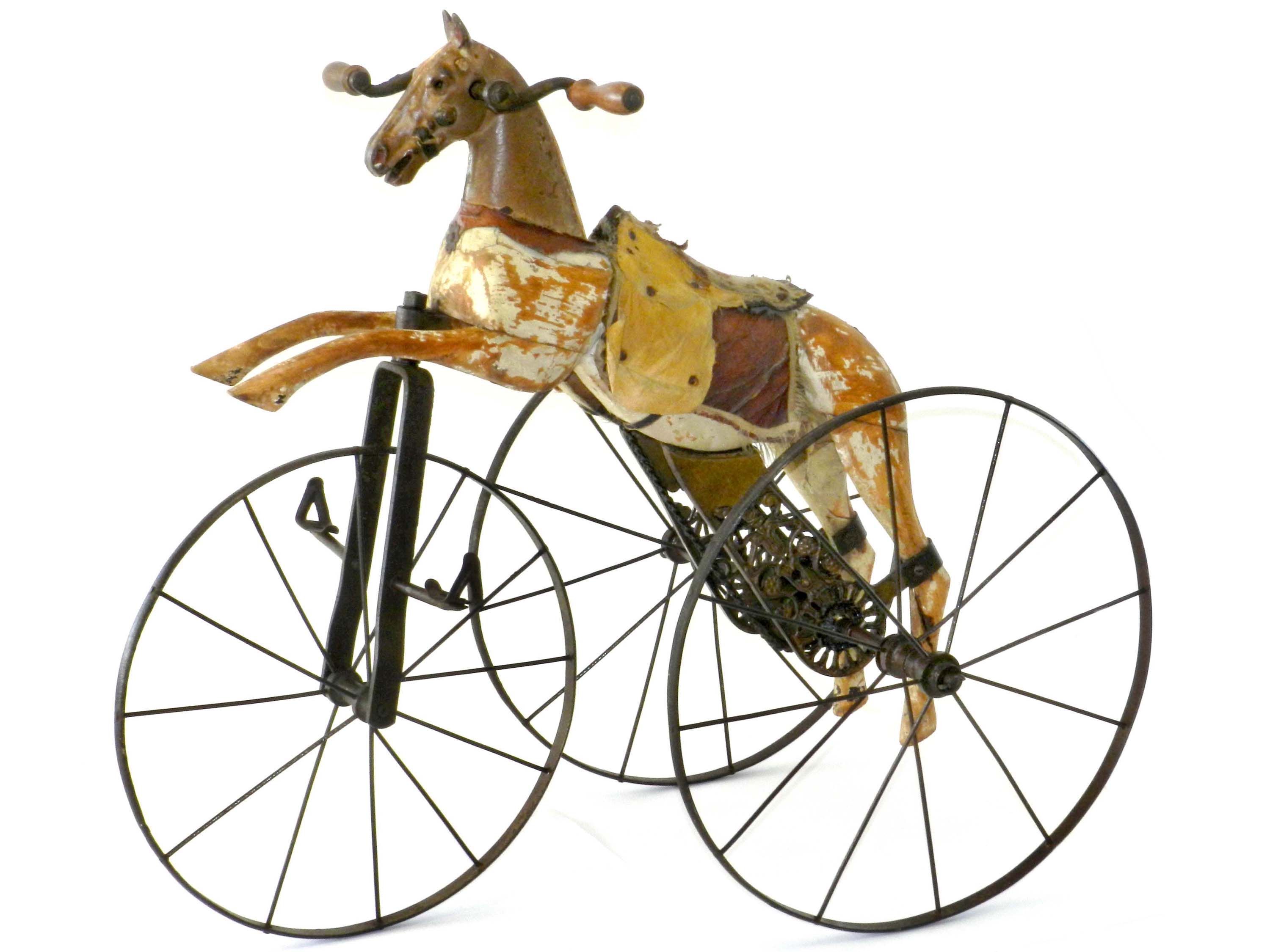 Antique French Velocipede Toy Horse Tricycle c.1870