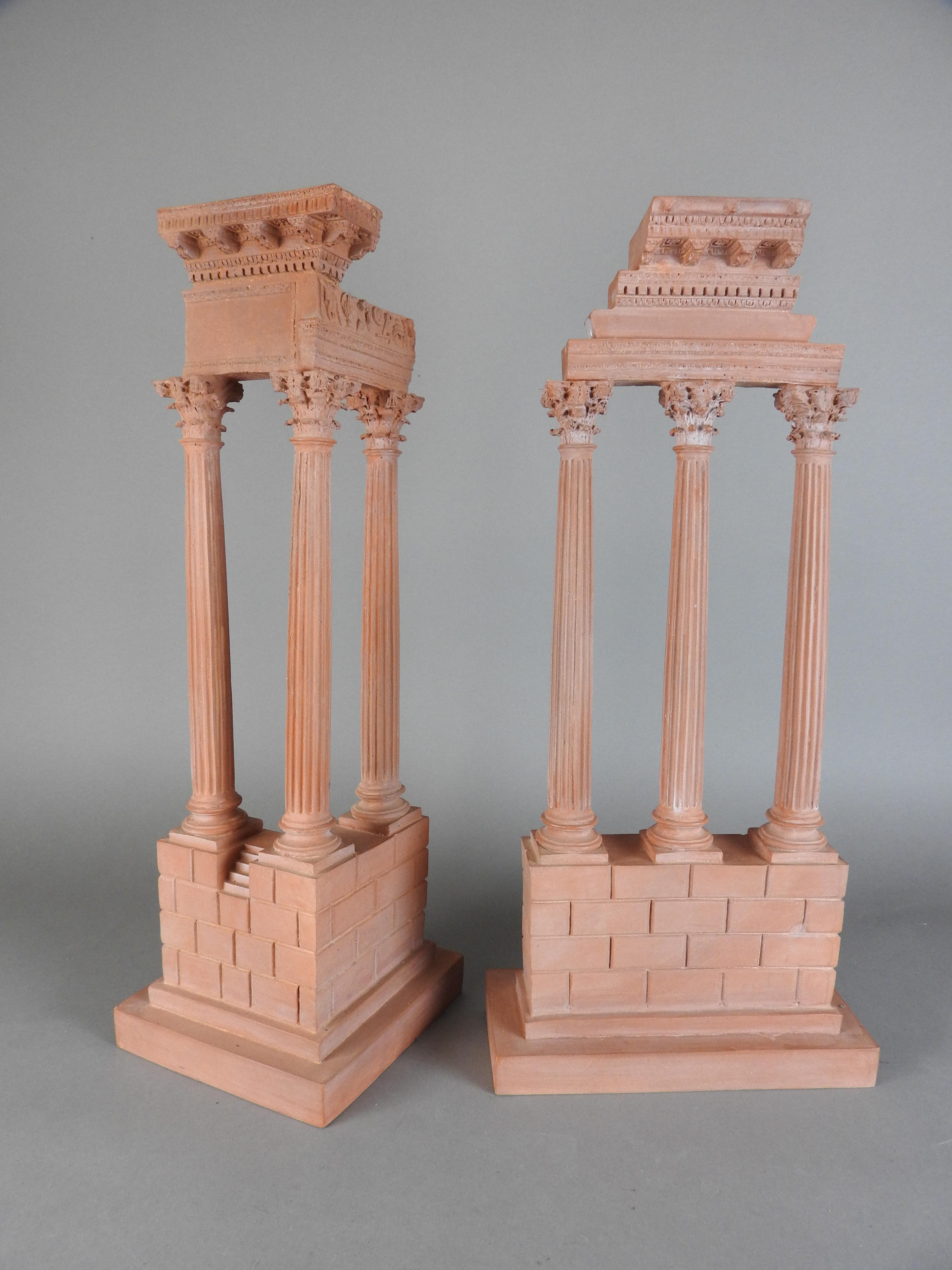 A pair of terracotta models of the temples of Castor and Pollux and Vespasian - Image 7 of 8