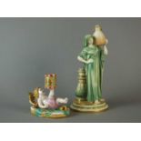 Royal Worcester figural chamberstick and figure