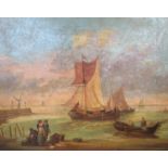Attributed to Hendrik Savry (1823-1907), coastal scene, oil on canvas